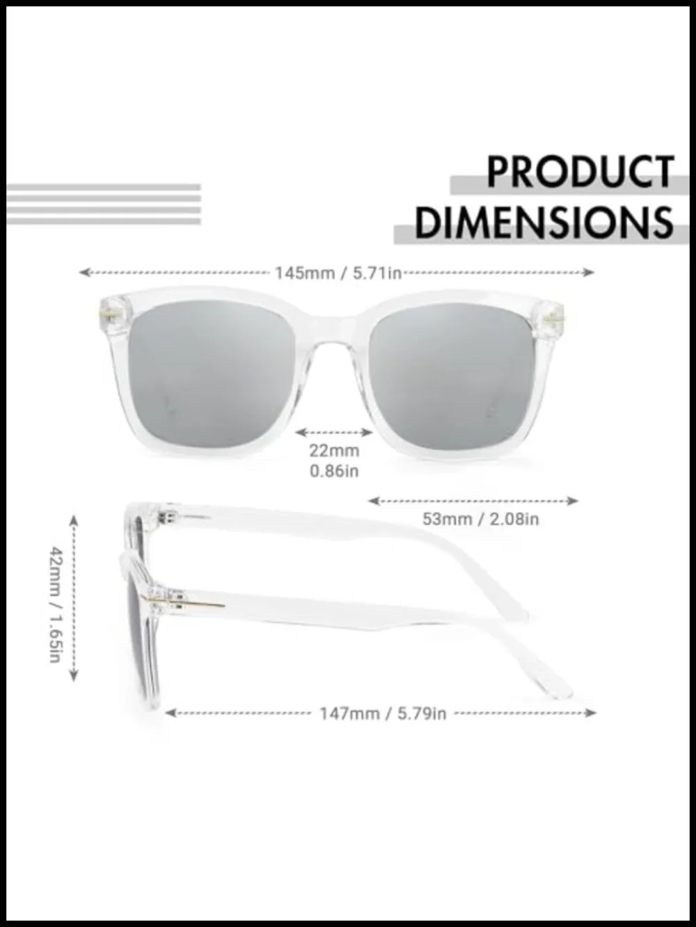 Polarized UV400 Square Sunglasses Oversized Frame